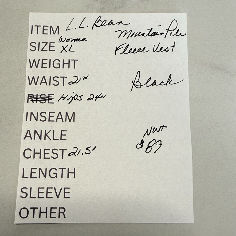 L.L. Bean Women's MOUNTAIN PILE FLEECE VEST Size XL Black Sherpa Zip Pockets NEW - Picture 11 of 11